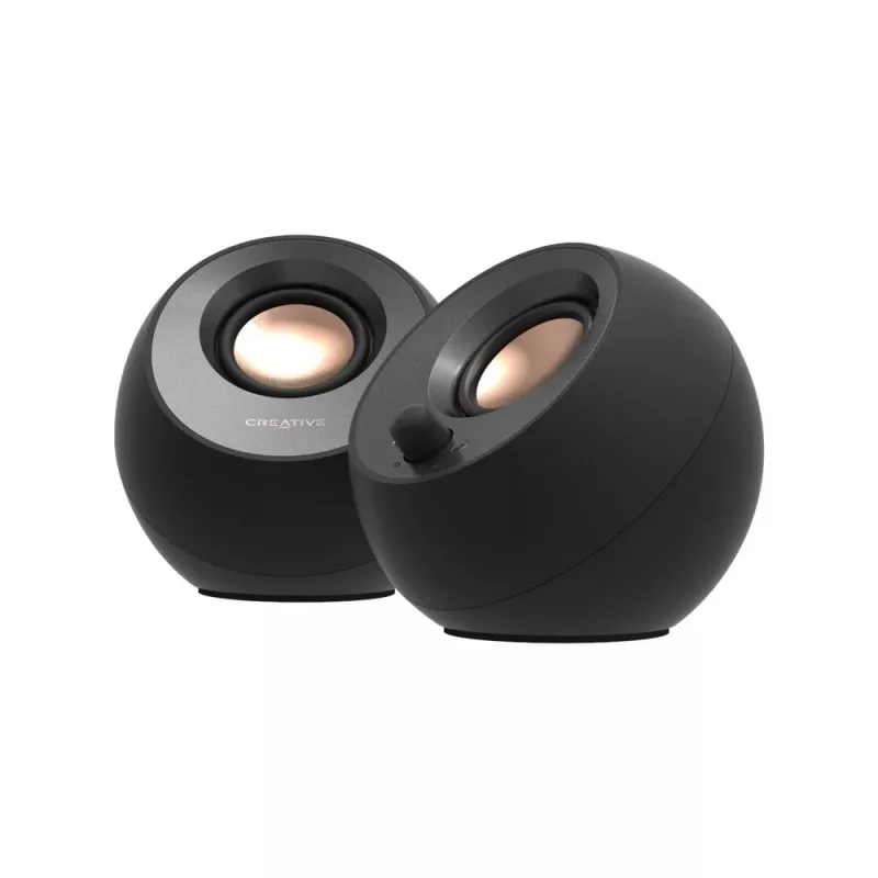 CREATIVE Pebble V3 Minimalistiski 2.0 USB-C galda skaļruņi ar USB audio, Clear Dialog uzlabojumu, Bluetooth 5.0, 8W RMS un 16W maksimālo jaudu, USB-A