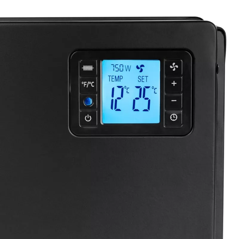 Konvektora elektriskais telpu sildītājs NOVEEN CH7100 — 2000 W, 3 jaudas līmeņi, LCD, taimeris, tālvadība, melns