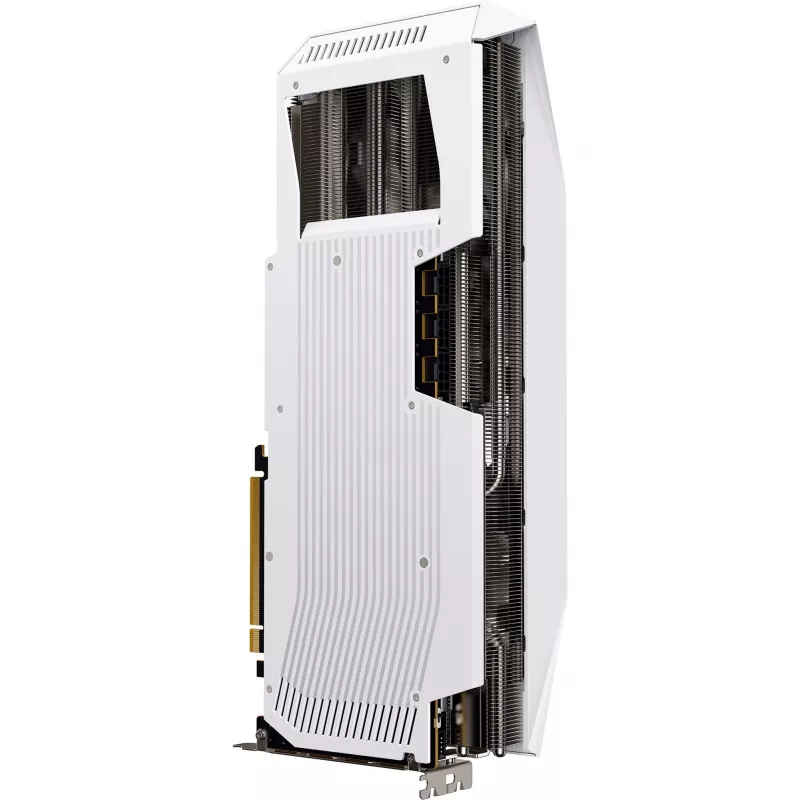 Grafikas karte XFX Radeon RX 9070 XT — 16 GB GDDR6, 256 bitu, PCIe x16, 3 ventilatori, balta, 360 mm