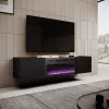 TV skapītis Cama Meble ONDA ar elektrisko kamīnu 1805×400×580 mm, melns, skaidu plātnes virsma (stāvošs vai pie sienas stiprināms)