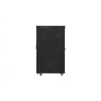 Brīvi stāvošs skapis 19 collas 22U 800x1000 stikla durvis LCD (plakanā iepakojumā) V2 melns