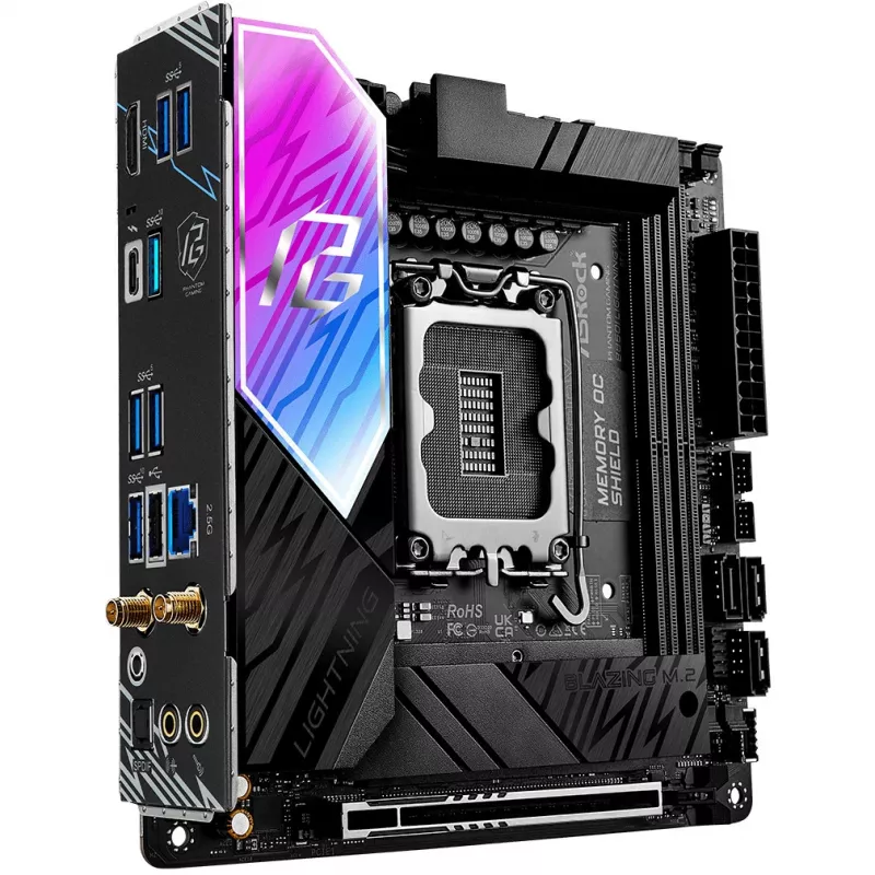 Mātesplate ASROCK B860I Lightning WiFi — Intel B860, LGA 1851, Mini-ITX, DDR5, 2x DIMM, 4x M.2, 2.5Gb LAN, Wi‑Fi 6E, Bluetooth 5.3