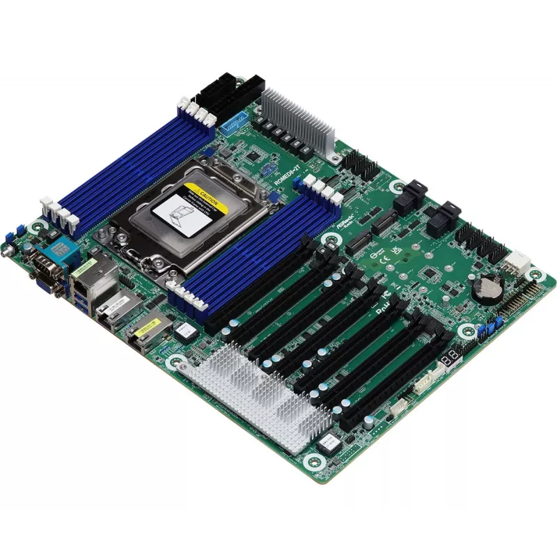 Servera mātesplate ASRock ROMED8-2T/BCM, AMD EPYC 7003, Socket SP3, ATX, 8× DDR4 DIMM, 3× RJ-45, 10× SATA III, 7× PCIe x16 Gen4