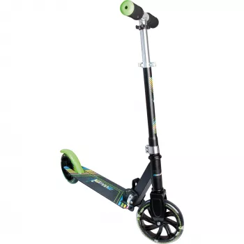 Ielas skrejritenis Muuwmi Aluminium NEON 180 mm ar gaismām – alumīnija klājs, 180 mm riteņi, integrēti LED lukturi