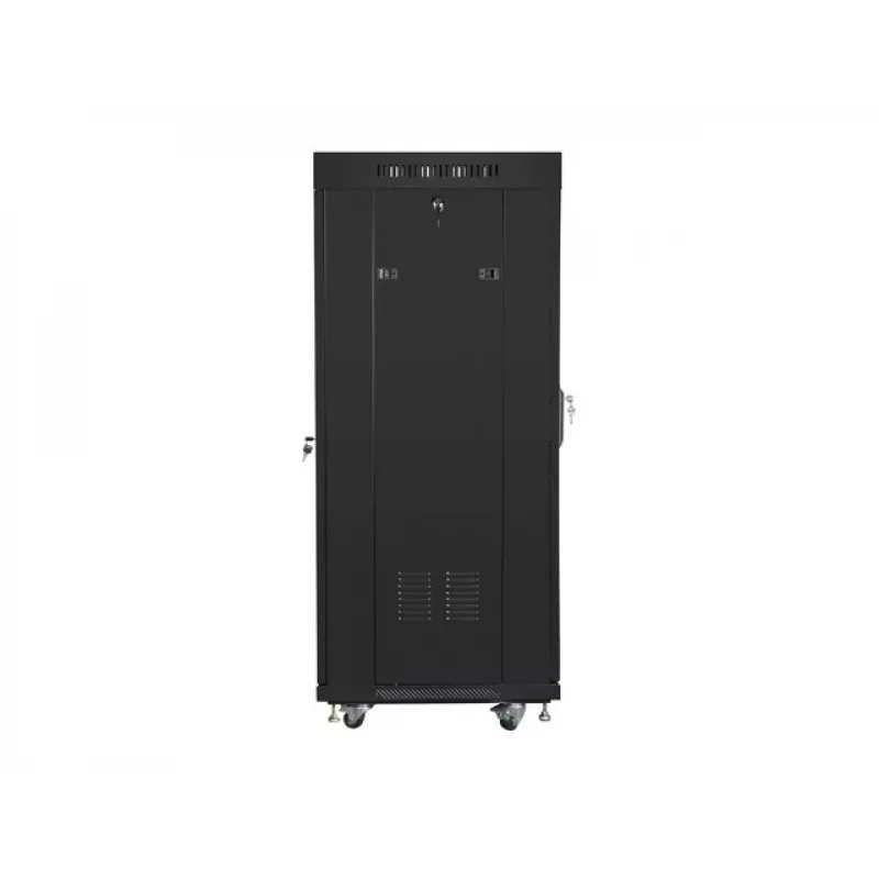 Brīvi stāvošs statīvs LANBERG FF01-6627-12BL 19 collu 27U 600x600 mm stikla durvis, 800 kg ietilpība