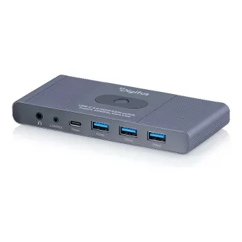 KVM slēdzis DIGITUS USB-C 3.0 HDMI 2 portu 4K60Hz, USB-C/USB-A, alumīnijs, 135×60×30 mm