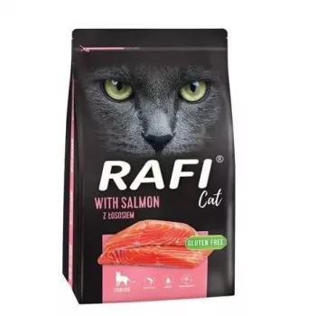 Sausā kaķu barība dolina noteci Rafi Sterilised ar lasi — 7 kg, 32% olbaltumvielu, 10% tauku, bez lipekļa un cukura