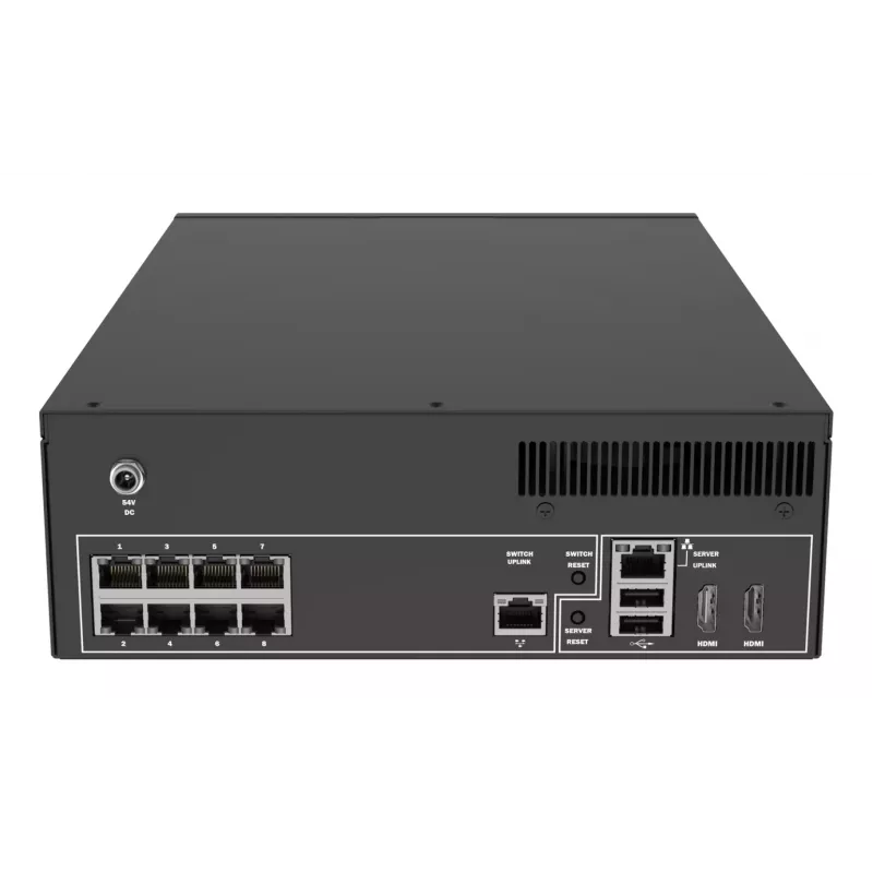 Tīkla video ierakstītājs AXIS S2208 Mk II, 8 kanāli, 4 TB HDD, SATA, 7680×4320 maks., IEEE 802.3at, melns