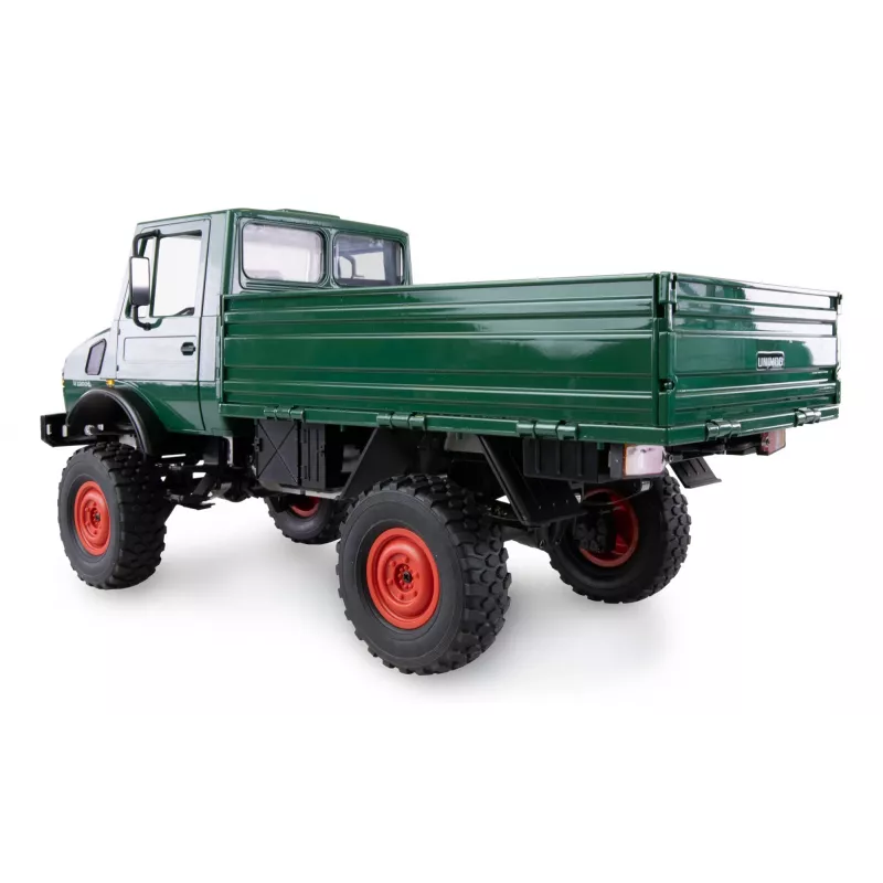 Radio vadāma automašīna Amewi Mercedes‑Benz Unimog 1:12 mērogā ar 4WD, zaļa