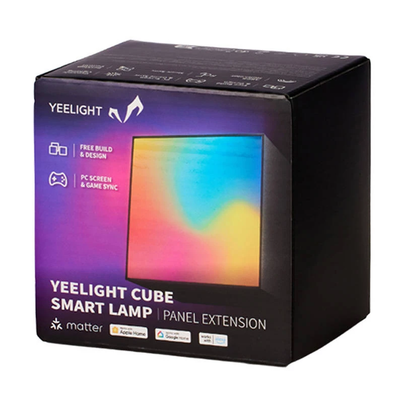 Viedā galda lampa Yeelight Cube Melna — Wi‑Fi/Bluetooth, Daudzkrāsaina, 75×75×75 mm, 100–240V