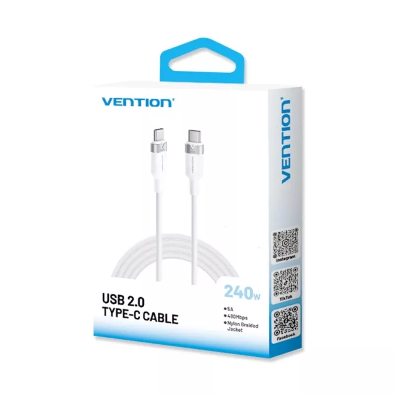 Vention USB 2.0 5A 240W 1m BK USB-C uz C kabelis