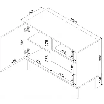 Cama 1D2S TRESSE kumode 100x40x75 kašmira matēts