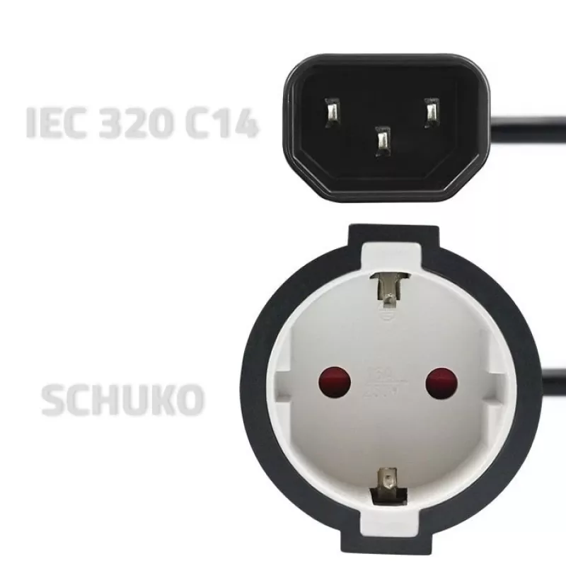 Strāvas adapteris QOLTEC 53906 IEC 320 C14 uz SCHUKO 16A 250V