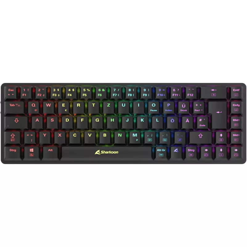 Sharkoon PureWriter W65 tastatūra, spēlēm, RF bezvadu, QWERTZ, vācu, melna