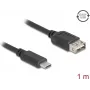 USB 2.0 kabelis DELOCK 81536 — USB‑C uz USB‑A, 1 m, melns, apzeltīti kontakti