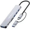 QOLTEC USB-C centrmezgls 4x USB + SD/TF karšu lasītājs, modelis 53794