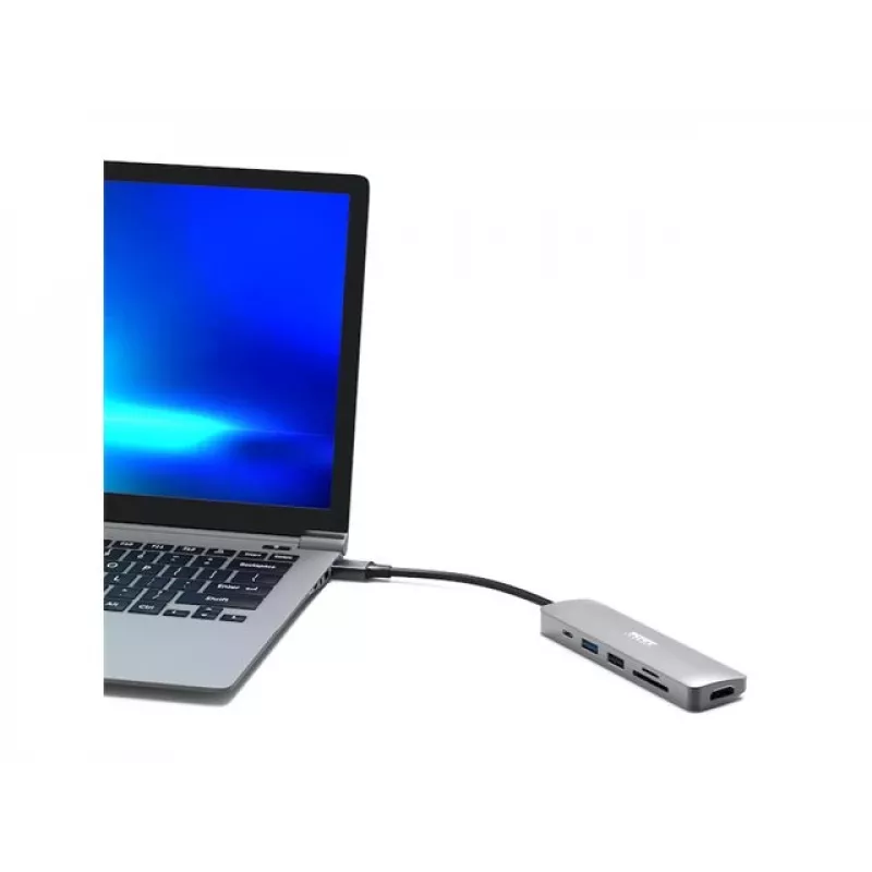 Saskarnes centrmezgls Port Designs 900162 USB Type-C — USB Type-C izeja, 3840x2160@60Hz, 20V/5A ieeja, 117×34×13 mm, sudraba