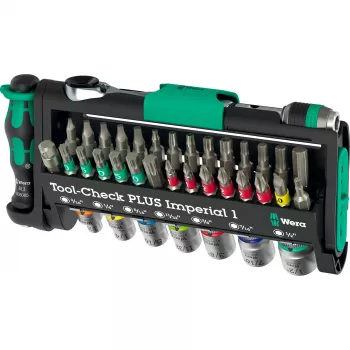 Wera Tool-Check Plus Imperial 39-daļīgs instrumentu komplekts — 39 gab. impēriskie skrūvēšanas uzgaļi un piederumi