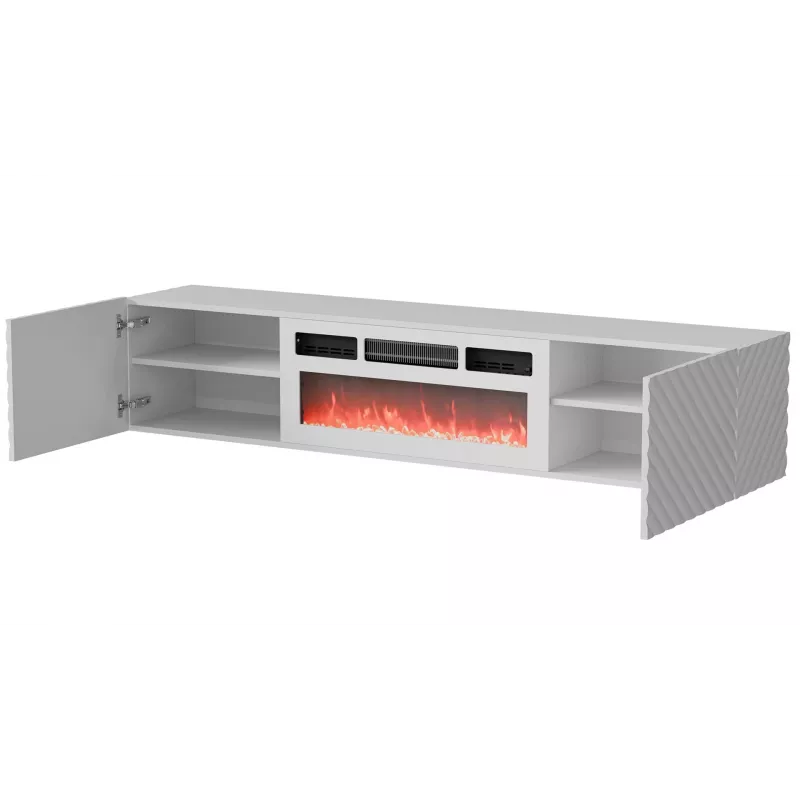 Cama RTV skapis LARA 183x35x37 balts matēts + balts mantelpiece