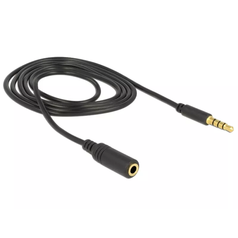 Audio kabelis 3,5 mm vīrišķais uz sievišķo DeLOCK 84666 Melns 1 m