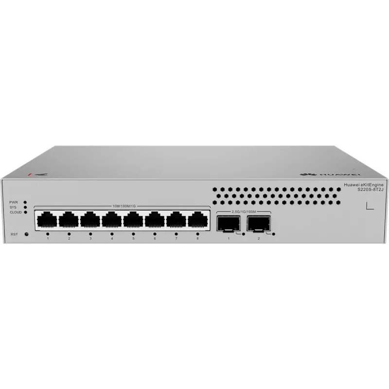 Pārvaldāms slēdzis HUAWEI S220S-8T2J L2 Gigabit Ethernet 8 porti 1U pelēks