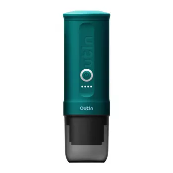 Portable espresso maker OUTIN Outin Nano Melns Teal — 20 bar, ground coffee, 7500 mAh battery, 0.67 kg