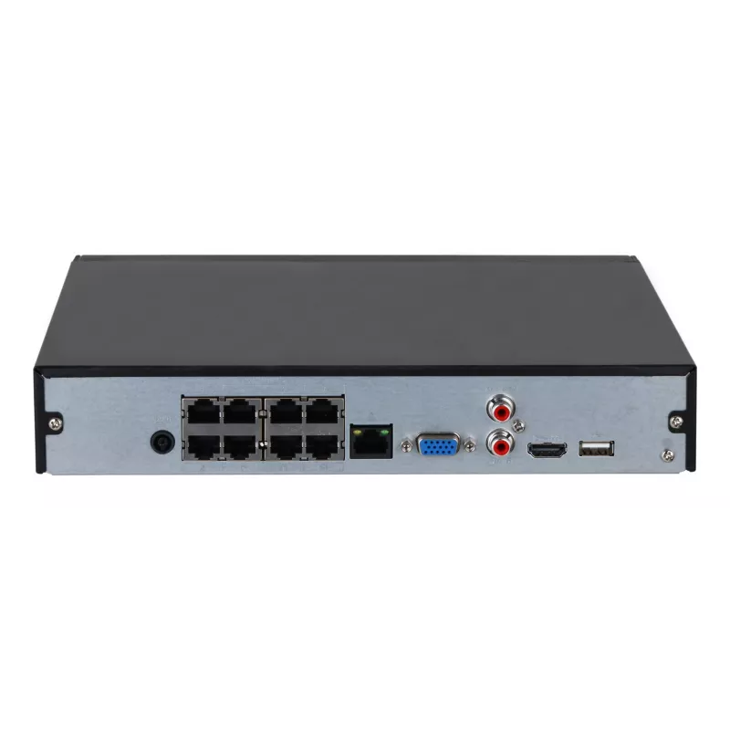 Tīkla video reģistrators DAHUA Lite NVR2108HS-8P-4KS3 — 8 kanālu, max 4K, SATA HDD, 1U, PoE