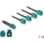 DeLOCK 90140 koaksiālais kabelis 1 m Mini FAKRA Z 4 x FAKRA Z Aqua Melns
