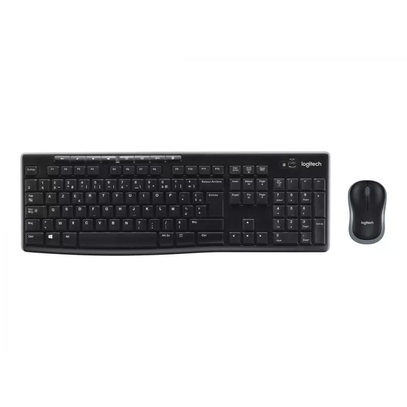 Logitech Wireless Combo MK270 - tastatūras un peles komplekts - bezvadu - 2,4 GHz - franču (920-004510)