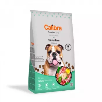 Sausā suņu barība Calibra Premium Sensitive jērs 12 kg — pilnvērtīga hipoalerģiska diēta pieaugušiem suņiem, bez graudiem, 25% olbaltumvielu