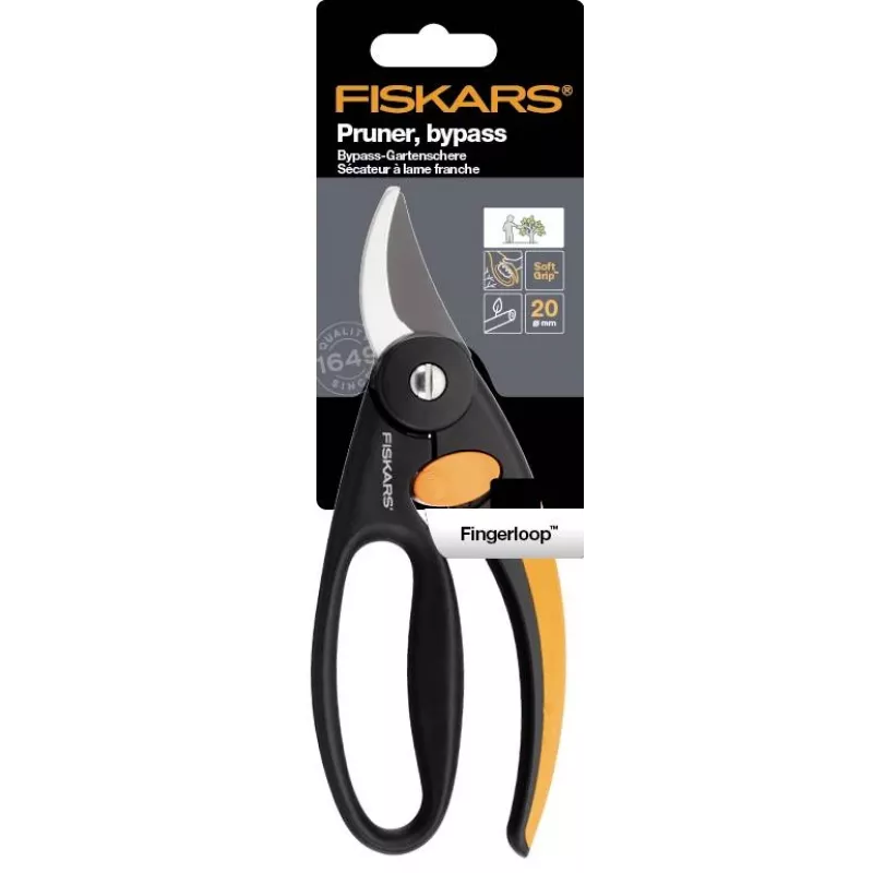 Atzarošanas šķēres Fiskars 111440 Bypass Melns — Fiskars 1001534 (Rokas zaru šķēres, apvedtipa, melnas)