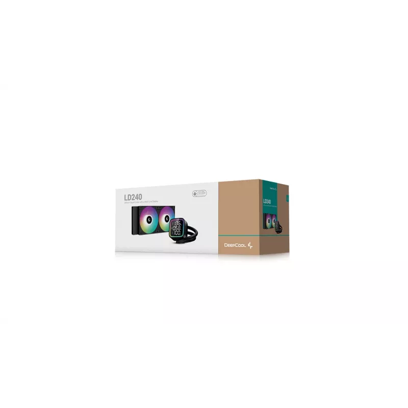 Viss-vienā šķidruma CPU dzesētājs DeepCool R-LD240-BKDMMN-G-1 240mm RGB, 2x120mm ventilatori, PWM, 41cm caurules, alumīnija radiators