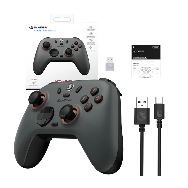 GameSir bezvadu kontrolleris Nova 2 Lite pelēks — Bluetooth saderīgs, kompakts spēļu kontrolleris