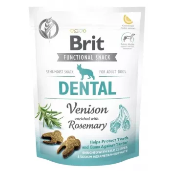 Suņu zobu kārumi Brit Functional Snack Dental Venison 150 g — bezgraudu, hipoalerģiski, olbaltumvielas 26%