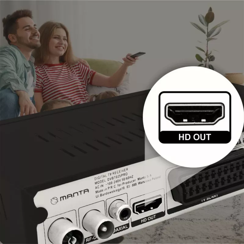 Digitālais TV uztvērējs MANTA DVBT025PRO DVB-T2 Full HD atbalsts USB ierakstīšana