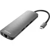 Sharkoon USB 3.0 Type C Combo Adapter interfeisa kartes/adapteris HDMI, RJ-45, USB 3.2 Gen 1 (3.1 Gen 1)