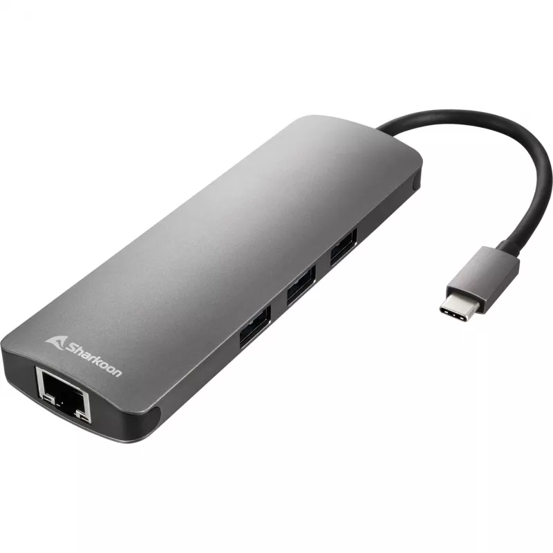 Sharkoon USB 3.0 Type C Combo Adapter interfeisa kartes/adapteris HDMI, RJ-45, USB 3.2 Gen 1 (3.1 Gen 1)