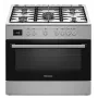 Brīvi stāvoša plīts Ravanson KWGE-K90A Cheff Modern — 90 cm, gāzes 5 degļu virsma ar 3000 W wok, elektriskā cepeškrāsns 110 L, sudraba