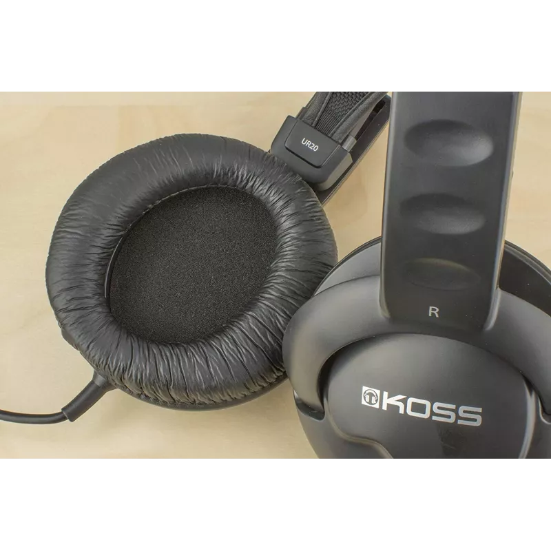 Koss | UR20 | Austiņas DJ stilā | Vadu | Uz auss | Trokšņu slāpēšana | Melna