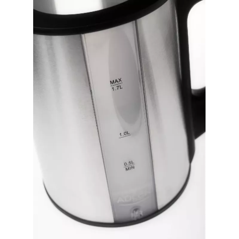 Adler AD 1216 elektriskā tējkanna 1,7 L Melna,Sudraba 2200 W