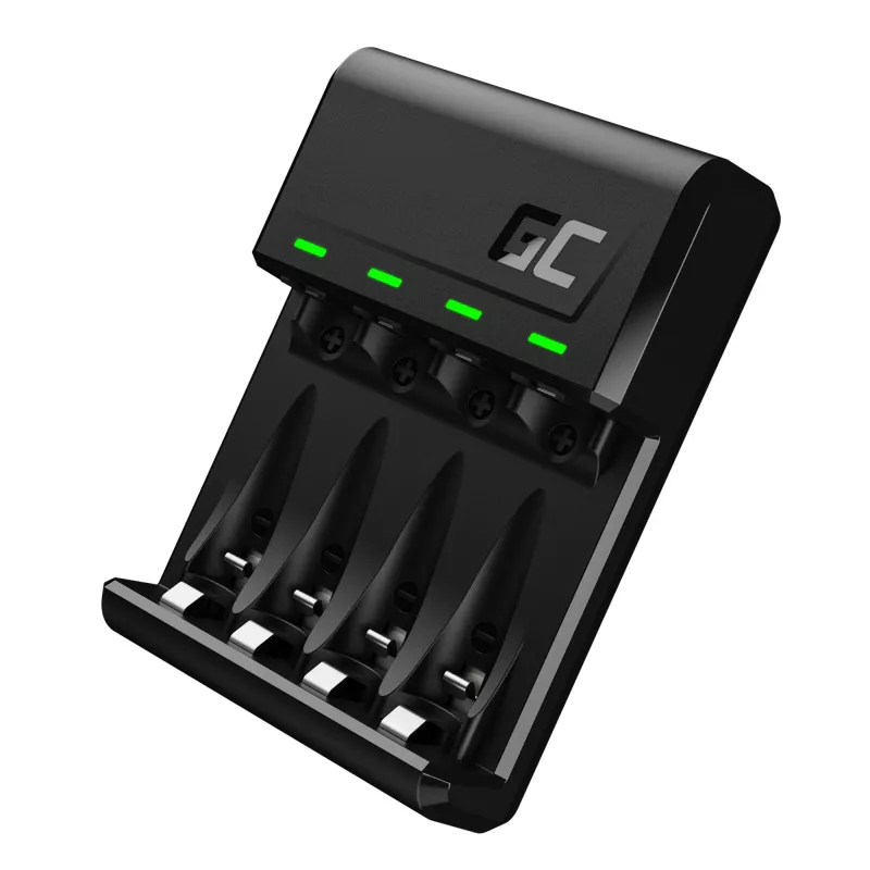 Baterijas lādētājs zaļa Cell GC VitalCharger USB, 4 slotu, AA/AAA, darbināms ar USB, melns
