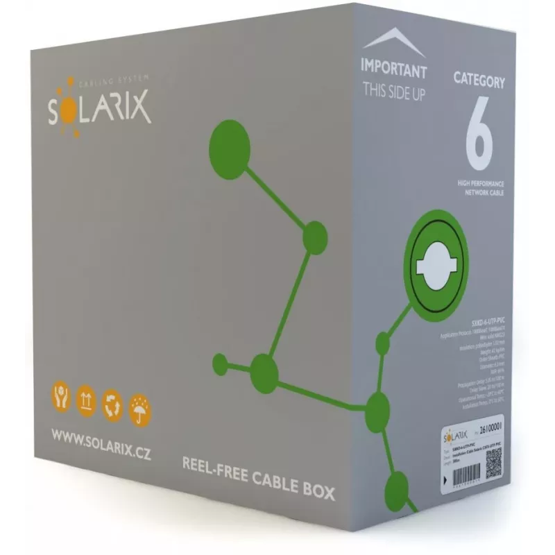 Solarix CAT6 UTP PVC Eca instalācijas kabelis 305m