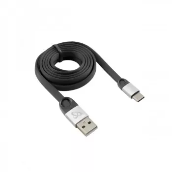 Sbox USB 2.0-Type-C/2.4A melns/sudraba 1,5M