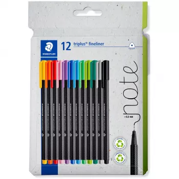 Fineliner Staedtler 334 C12 Superfine melns zils zaļš pelēks gaiši zils gaiši zaļš oranžs rozā sarkans violets dzeltens 12 gab.