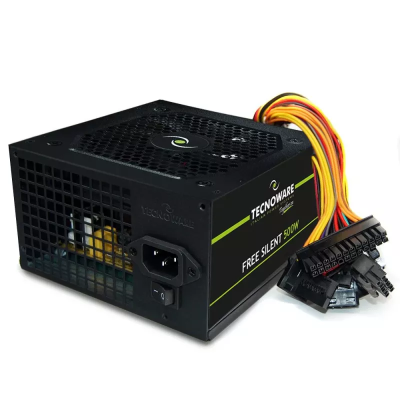 Barošanas bloks TECNOWARE Free Silent 500 W — ATX, 20+4 pin, 120 mm ventilators, 86% efektivitāte