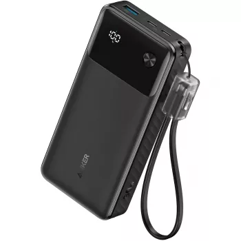 PowerBank ar USB-C kabeli 20000 mAh 30W Melns