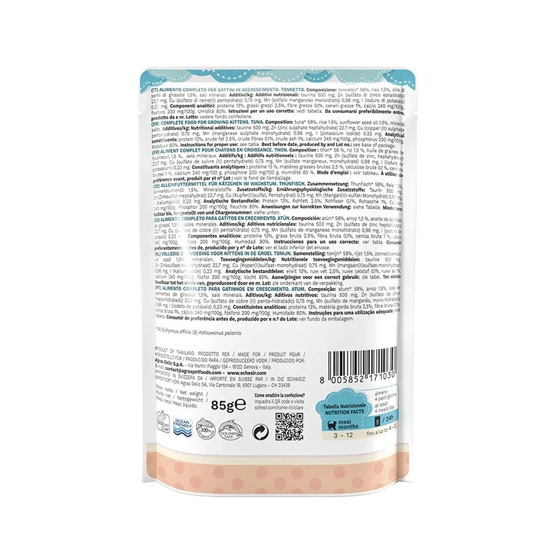 SCHESIR tunzivis želejā - mitrā barība kaķēniem - 85g
