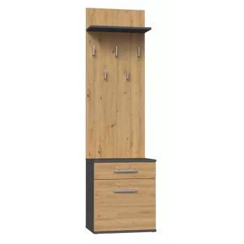 Top e Shop DUO WIESZAK ANT/ART drēbju pakaramais Antracīts un Ozols, skaidu plātne, 5 āķi