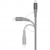 USB 2.0 adaptera kabelis, USB-C spraudnis > Lightning spraudnis (sudrabains/pelēks, 1 metrs, PD, apvalkots apvalkā)