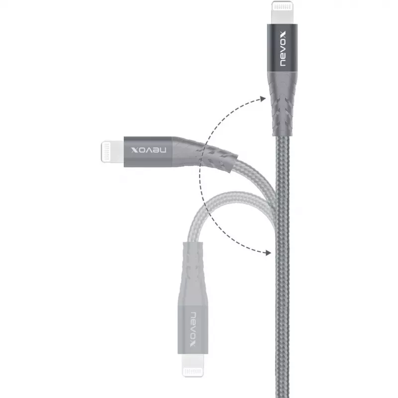 USB 2.0 adaptera kabelis, USB-C spraudnis > Lightning spraudnis (sudrabains/pelēks, 1 metrs, PD, apvalkots apvalkā)